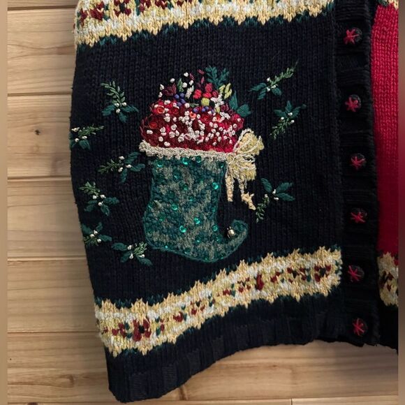 Vintage Croft & Barrow Size XLarge Novelty Ugly Christmas Knit Button Vest - Picture 7 of 11